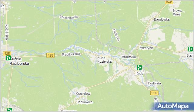 mapa Ruda Kozielska, Ruda Kozielska na mapie Targeo