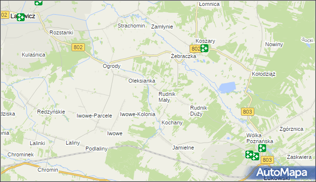 mapa Rudnik Mały gmina Wodynie, Rudnik Mały gmina Wodynie na mapie Targeo