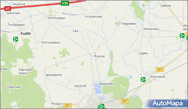 mapa Rudniki gmina Opalenica, Rudniki gmina Opalenica na mapie Targeo