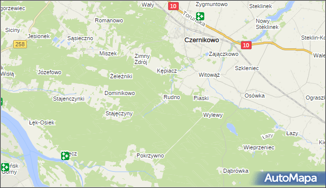 mapa Rudno gmina Czernikowo, Rudno gmina Czernikowo na mapie Targeo