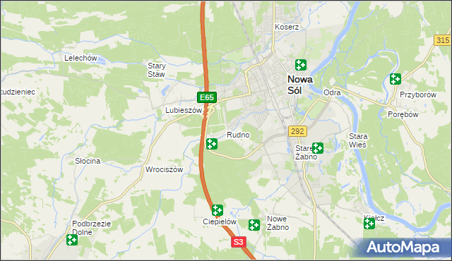 mapa Rudno gmina Nowa Sól, Rudno gmina Nowa Sól na mapie Targeo