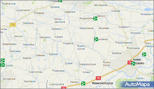 mapa Rudno Górne, Rudno Górne na mapie Targeo