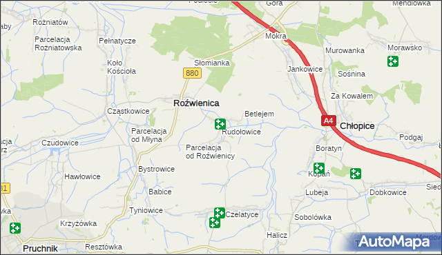 mapa Rudołowice, Rudołowice na mapie Targeo
