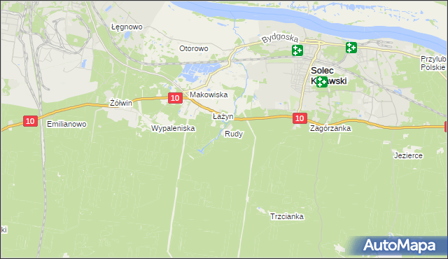 mapa Rudy gmina Solec Kujawski, Rudy gmina Solec Kujawski na mapie Targeo