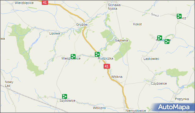 mapa Rudziczka gmina Prudnik, Rudziczka gmina Prudnik na mapie Targeo