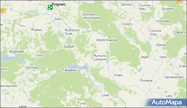 mapa Rumunki Likieckie, Rumunki Likieckie na mapie Targeo