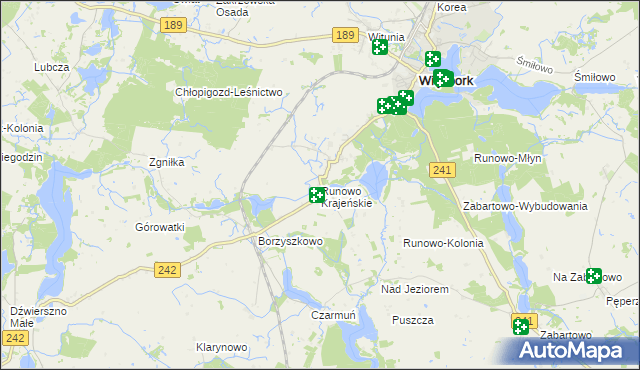 mapa Runowo Krajeńskie, Runowo Krajeńskie na mapie Targeo