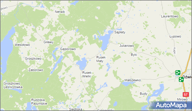 mapa Rusek Mały, Rusek Mały na mapie Targeo