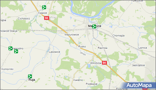 mapa Rusko gmina Malczyce, Rusko gmina Malczyce na mapie Targeo