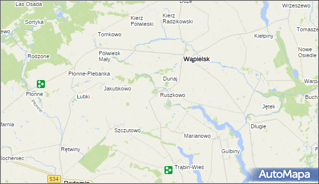 mapa Ruszkowo gmina Wąpielsk, Ruszkowo gmina Wąpielsk na mapie Targeo