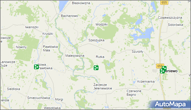 mapa Rutka gmina Jeleniewo, Rutka gmina Jeleniewo na mapie Targeo