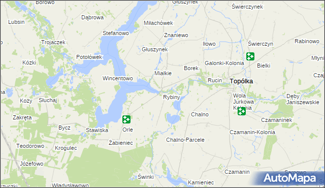 mapa Rybiny, Rybiny na mapie Targeo