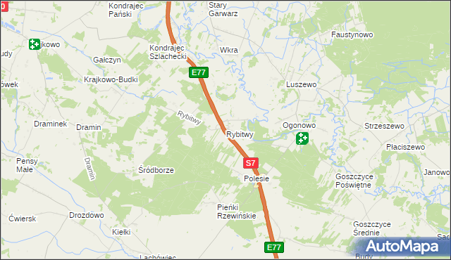 mapa Rybitwy gmina Baboszewo, Rybitwy gmina Baboszewo na mapie Targeo