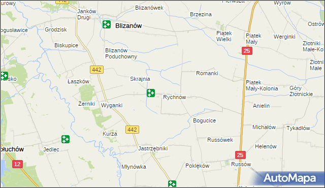 mapa Rychnów gmina Blizanów, Rychnów gmina Blizanów na mapie Targeo