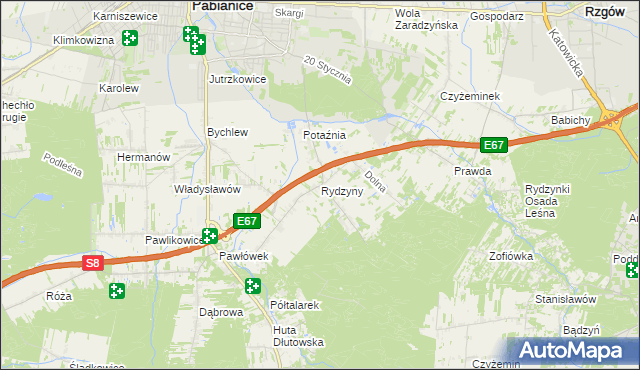 mapa Rydzyny, Rydzyny na mapie Targeo