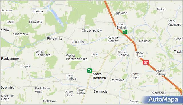 mapa Ryki gmina Stara Błotnica, Ryki gmina Stara Błotnica na mapie Targeo