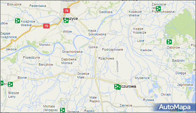 mapa Rząchowa, Rząchowa na mapie Targeo