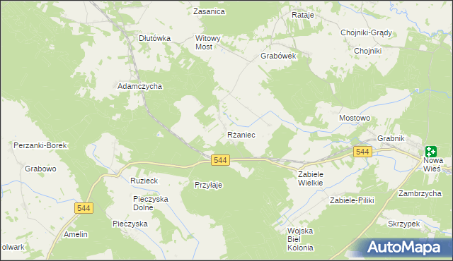 mapa Rżaniec, Rżaniec na mapie Targeo