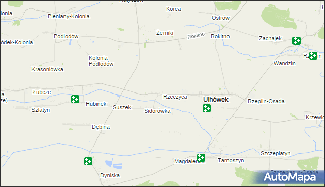 mapa Rzeczyca gmina Ulhówek, Rzeczyca gmina Ulhówek na mapie Targeo