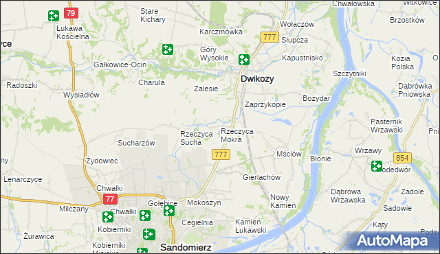 mapa Rzeczyca Mokra, Rzeczyca Mokra na mapie Targeo