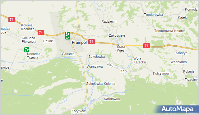 mapa Rzeczyce gmina Frampol, Rzeczyce gmina Frampol na mapie Targeo