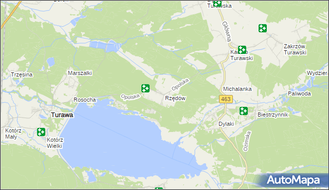 mapa Rzędów gmina Turawa, Rzędów gmina Turawa na mapie Targeo