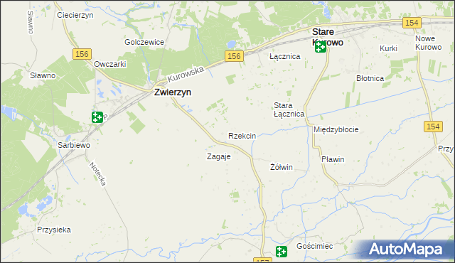 mapa Rzekcin, Rzekcin na mapie Targeo