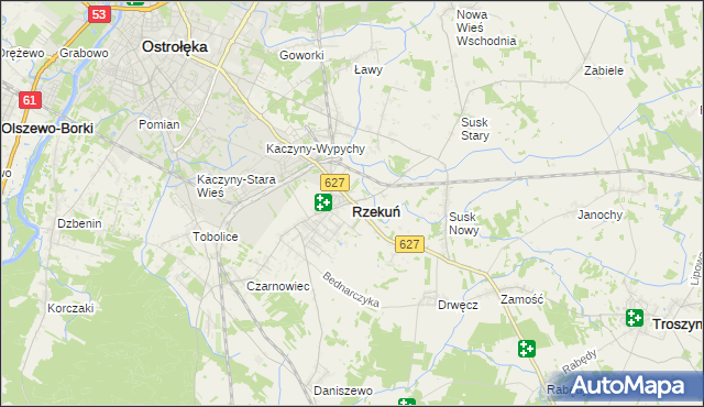 mapa Rzekuń, Rzekuń na mapie Targeo