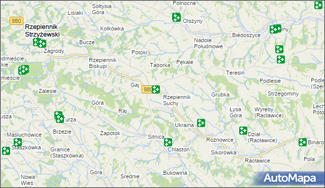 mapa Rzepiennik Suchy, Rzepiennik Suchy na mapie Targeo