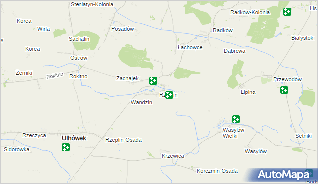 mapa Rzeplin gmina Ulhówek, Rzeplin gmina Ulhówek na mapie Targeo