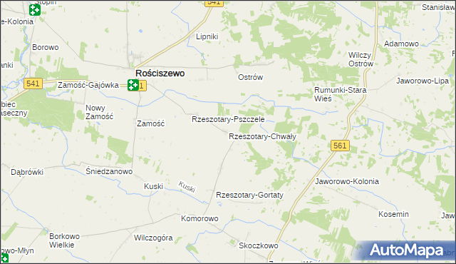 mapa Rzeszotary-Chwały, Rzeszotary-Chwały na mapie Targeo