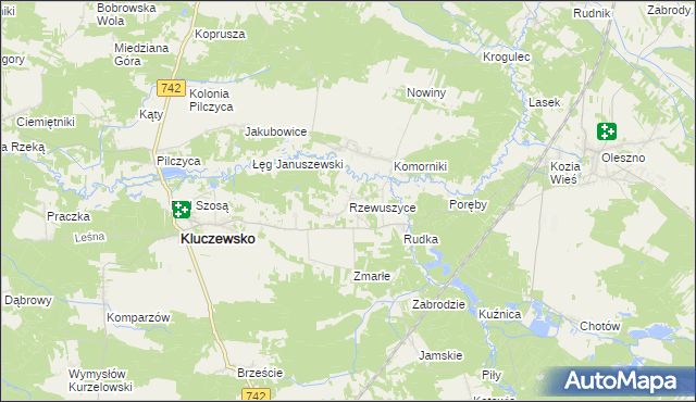 mapa Rzewuszyce, Rzewuszyce na mapie Targeo
