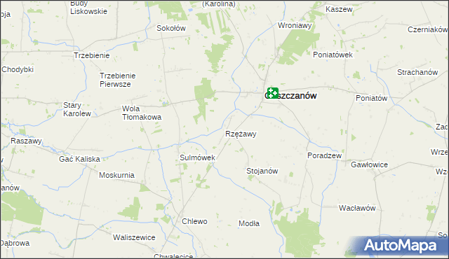 mapa Rzężawy gmina Goszczanów, Rzężawy gmina Goszczanów na mapie Targeo