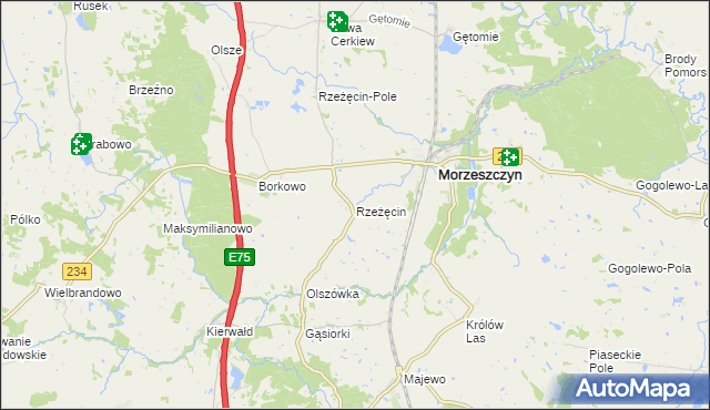 mapa Rzeżęcin, Rzeżęcin na mapie Targeo