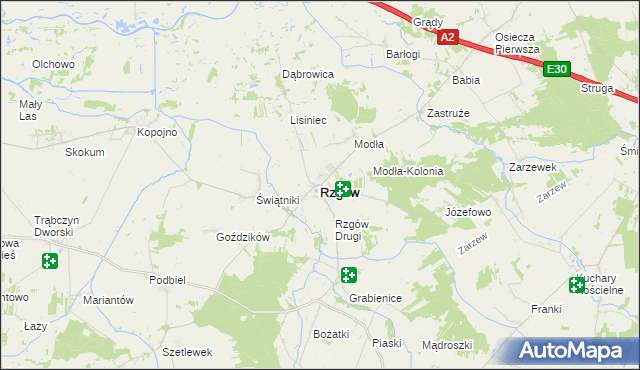 mapa Rzgów powiat koniński, Rzgów powiat koniński na mapie Targeo