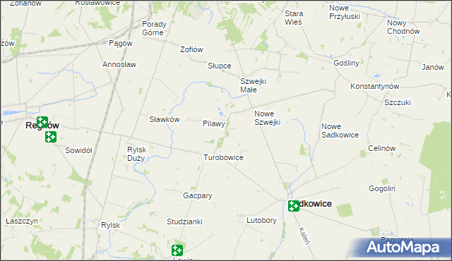 mapa Rzymiec gmina Sadkowice, Rzymiec gmina Sadkowice na mapie Targeo