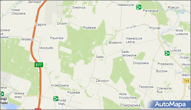 mapa Sadki gmina Wodzisław, Sadki gmina Wodzisław na mapie Targeo