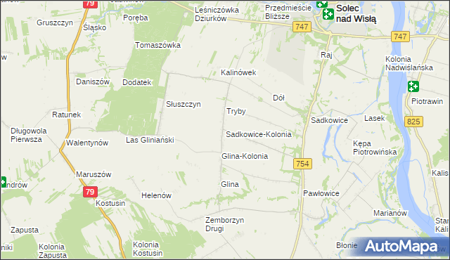 mapa Sadkowice-Kolonia, Sadkowice-Kolonia na mapie Targeo