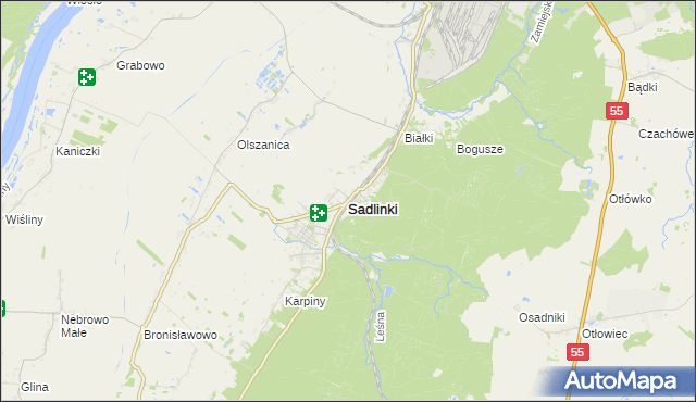 mapa Sadlinki, Sadlinki na mapie Targeo