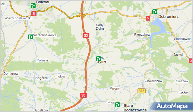 mapa Sady Górne, Sady Górne na mapie Targeo