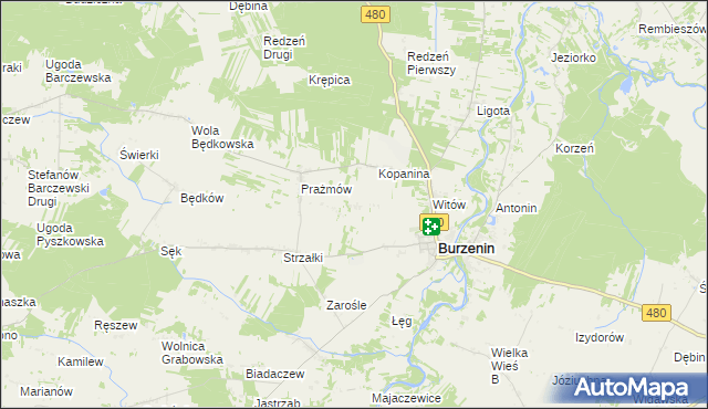 mapa Sambórz gmina Burzenin, Sambórz gmina Burzenin na mapie Targeo