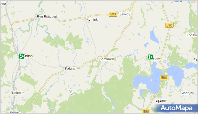 mapa Samławki, Samławki na mapie Targeo