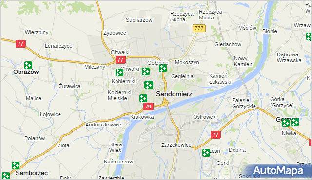 mapa Sandomierza, Sandomierz na mapie Targeo
