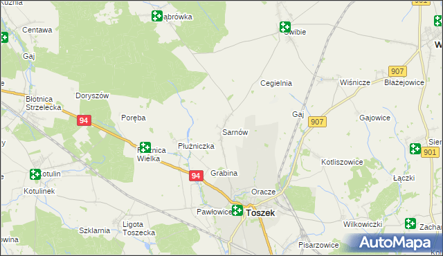 mapa Sarnów gmina Toszek, Sarnów gmina Toszek na mapie Targeo