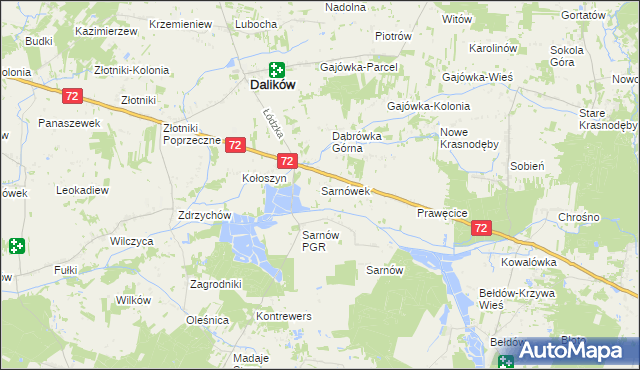 mapa Sarnówek gmina Dalików, Sarnówek gmina Dalików na mapie Targeo