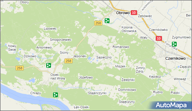 mapa Sąsieczno gmina Obrowo, Sąsieczno gmina Obrowo na mapie Targeo