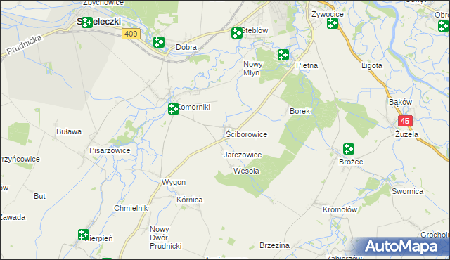 mapa Ściborowice, Ściborowice na mapie Targeo