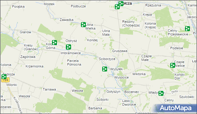 mapa Ściborzyce, Ściborzyce na mapie Targeo