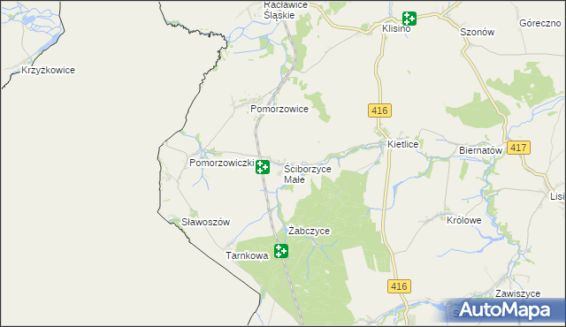 mapa Ściborzyce Małe, Ściborzyce Małe na mapie Targeo