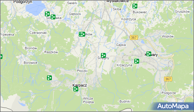 mapa Ściegny, Ściegny na mapie Targeo